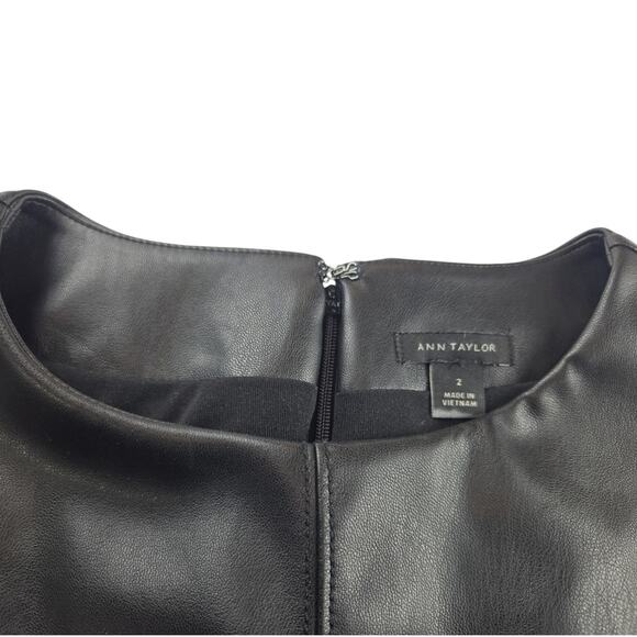 Ann Taylor| Black, Faux Leather, Dress | Size 2 - Picture 2 of 7